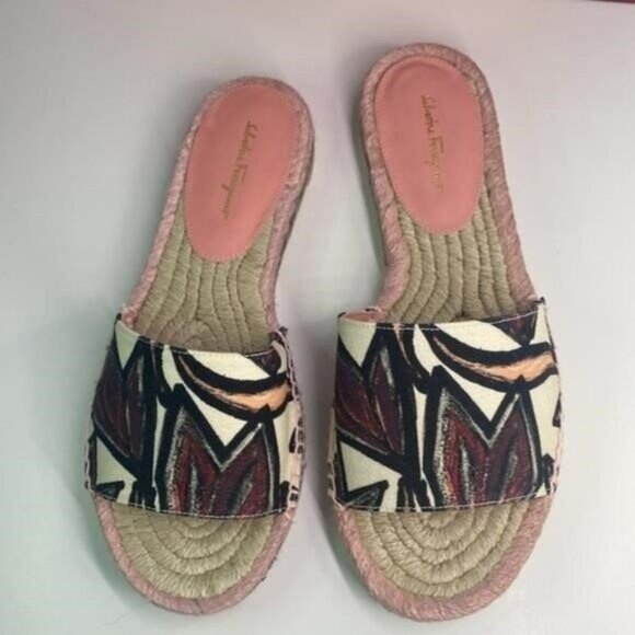 New Authentic FERRAGAMO Cabrera Espadrille Slide Sandal (Women) - Picture 11 of 13